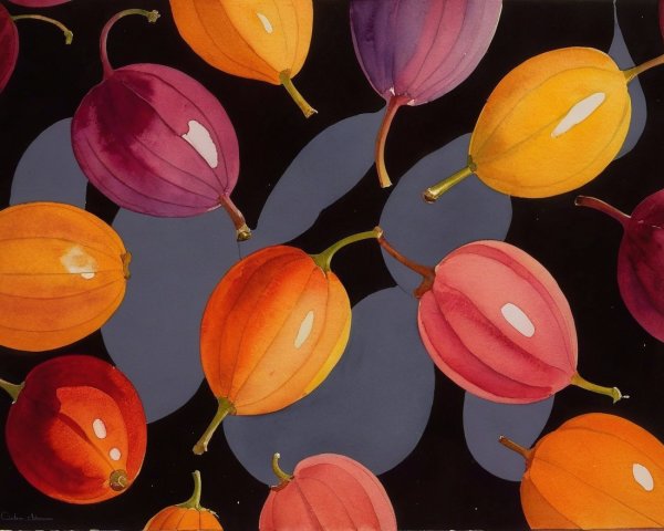 Colorful Physalis Fruits on Dark Background