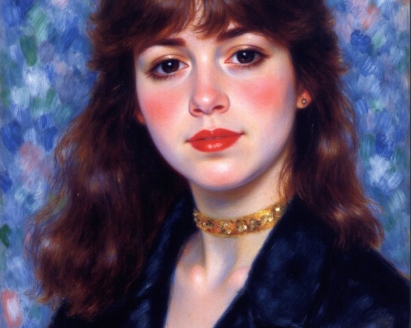 Portrait of a Young Woman with Wavy Brown Hair