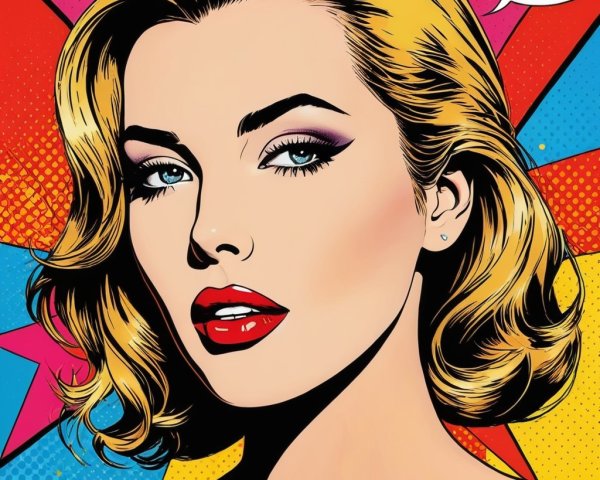 Vibrant Pop Art Portrait of Glamorous Woman