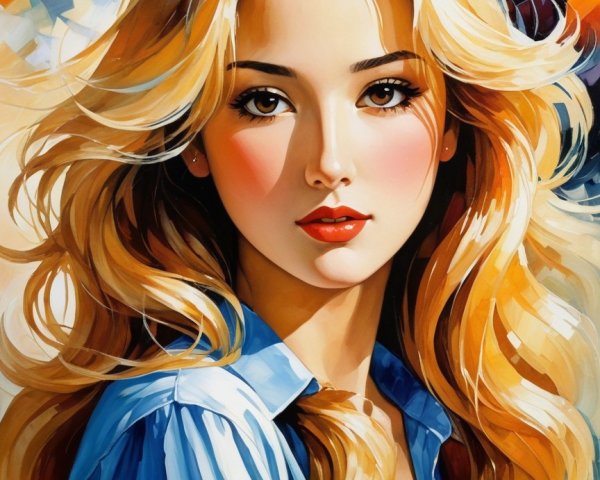 Portrait of a Young Woman with Abstract Background