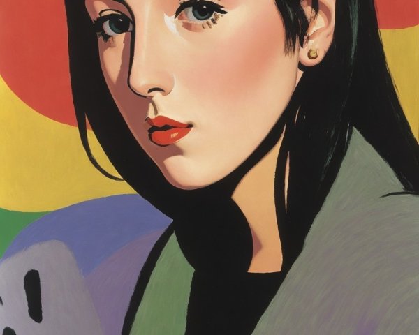 Stylized Portrait of a Young Woman with Bold Features