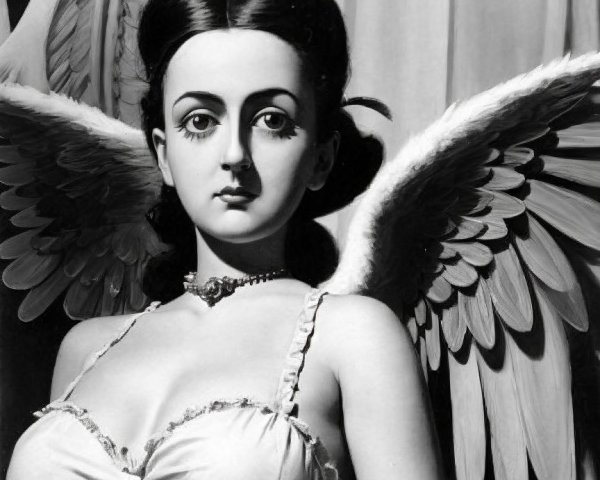 Angelic Woman with Intricate Wings and Graceful Pose