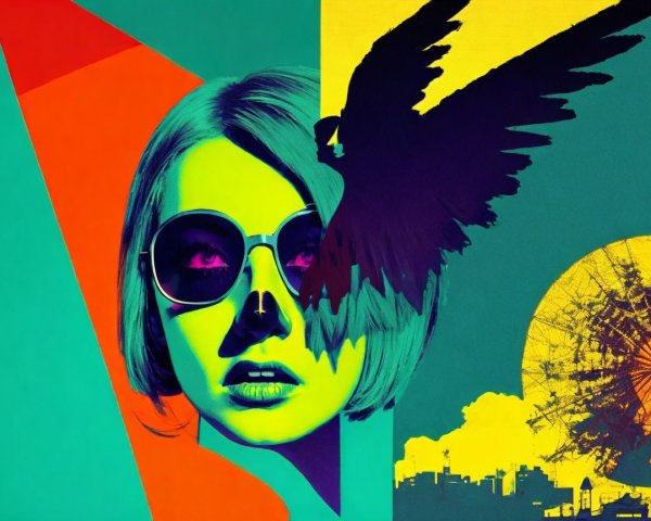 Surreal Artwork of Woman's Face with Geometric Shapes