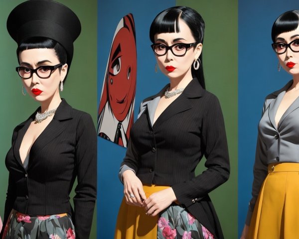 Stylized Female Figures with Colorful Backgrounds