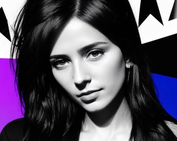 Portrait of a Young Woman with Bold Graphic Background