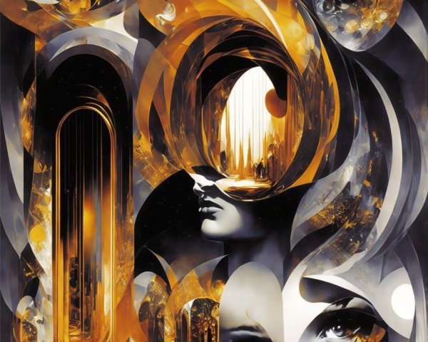 Surreal Abstract Landscape with Swirling Patterns