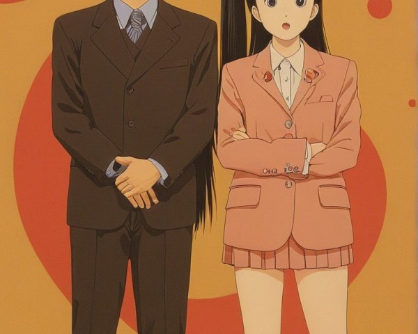 Two Characters in Vibrant Orange Background