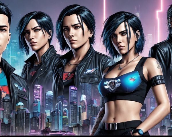 Anime Characters in City with Black Leather Jackets