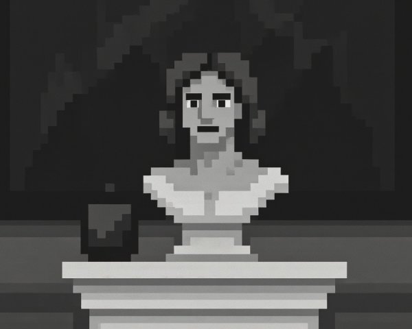 Pixelated Black and White Classical Bust Artwork