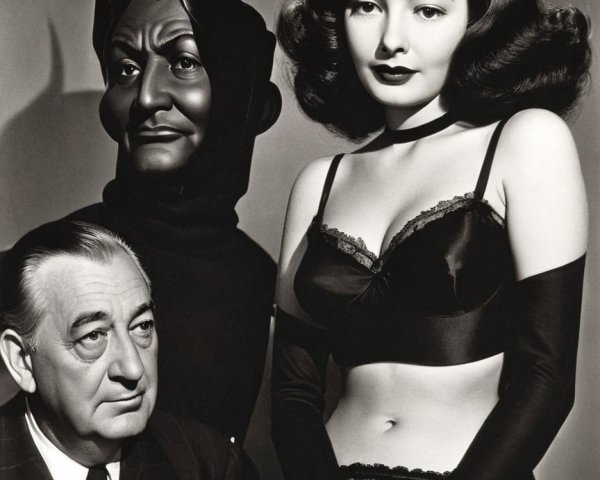 Black-and-White Noir Scene with Glamorous Woman