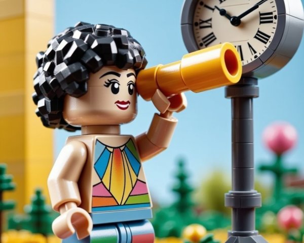 Lego Minifigure with Telescope and Colorful Background