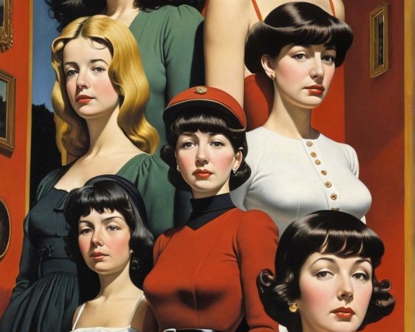 Arrangement of Eight Women with Diverse Styles and Expressions