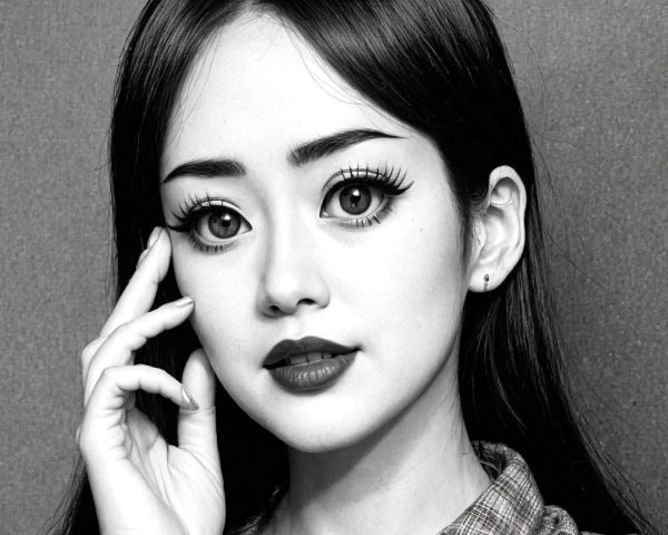 Black-and-White Portrait of a Confident Young Woman