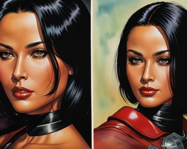 Portraits of a Woman with Dark Hair and Brown Eyes