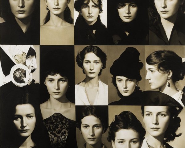 Monochromatic Collage of Women's Portraits and Styles