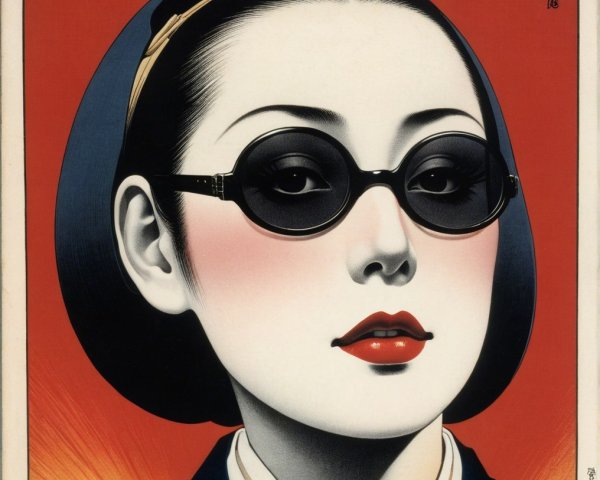 Stylized Portrait of a Woman with Bold Features