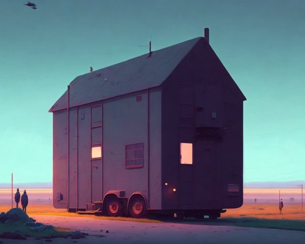 Unconventional Two-Story Mobile Home in Scenic Landscape