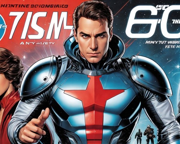 Comic Book Cover Featuring Hero in Futuristic Suit