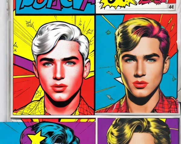 Vibrant Comic-Style Artwork of Three Male Faces