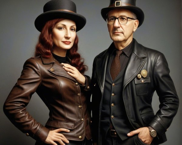 Stylish Couple in Steampunk-Inspired Attire