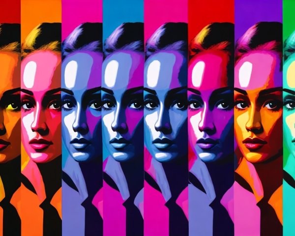 Vibrant Pop Art Collage of Stylized Women's Portraits