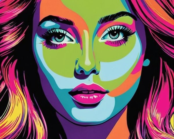 Psychedelic Portrait of a Woman with Vibrant Colors