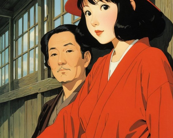 Characters in Traditional Setting with Nostalgic Atmosphere