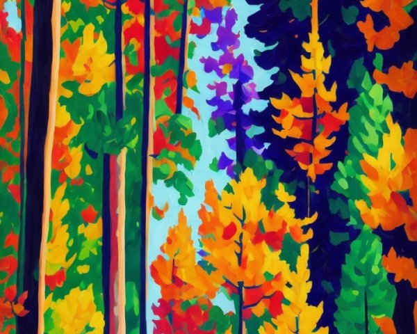 Vibrant Autumn Forest Path with Colorful Foliage