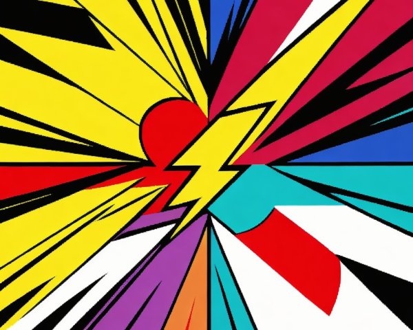 Vibrant Composition of Bold Colors and Angular Lines