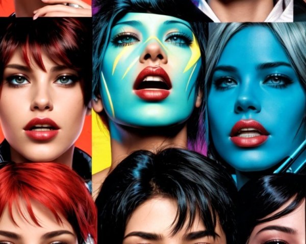 Vibrant Collage of Diverse Hairstyles and Makeup Looks