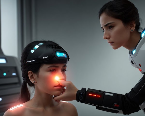 Futuristic Interaction with High-Tech Medical Elements