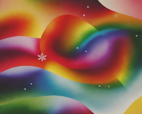 Abstract Design with Colorful Swirls and Stars