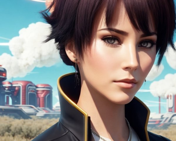 Digital Portrait of a Young Woman in Sci-Fi Setting