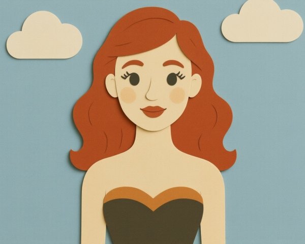 Cartoon Woman with Red Hair and Cheerful Expression