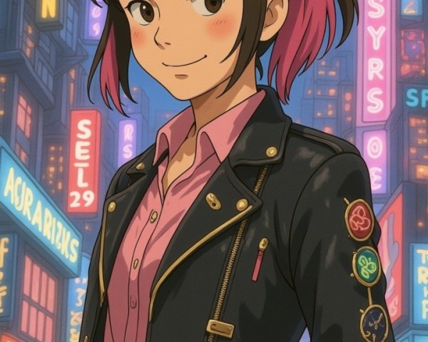 Confident Young Woman in Vibrant Urban Setting