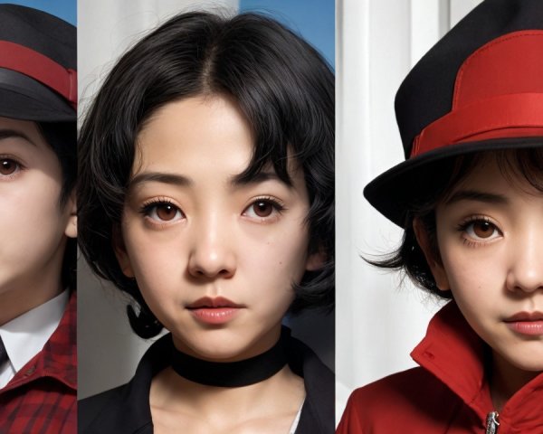 Young girl in stylish outfits with striking makeup