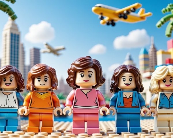 Colorful LEGO Figures in Vibrant Cityscape Setting
