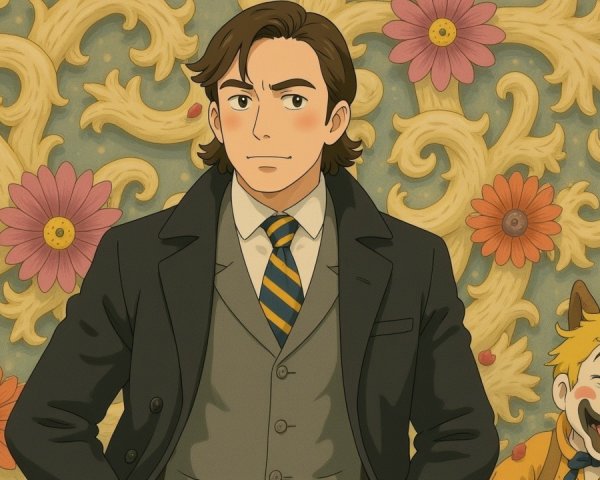 Animated Characters in Floral Background Scene