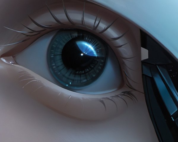 Close-Up of a Humanoid Eye with Cybernetic Features
