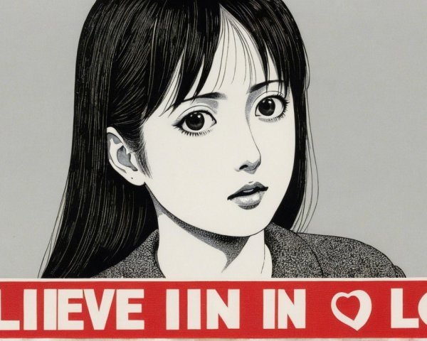 Close-Up of Young Woman's Face in Manga Style