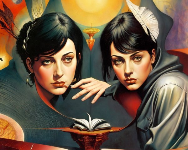 Women with Striking Features in Surreal Setting