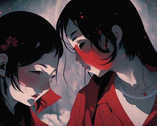 Young Women with Flowers in a Dreamy Setting