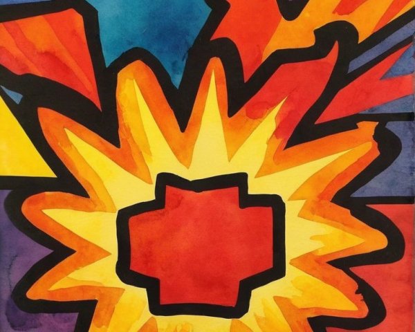 Vibrant Explosion Motif with Bold Colors and Shapes