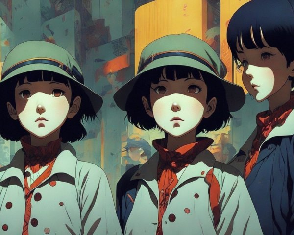 Group of Four in Vibrant Urban Retro Setting