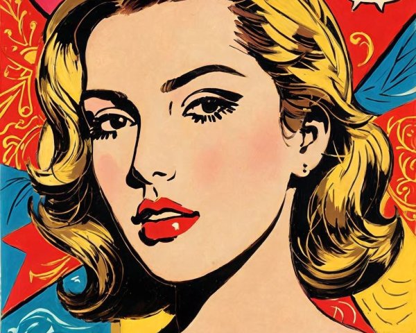 Stylized Retro Portrait of Woman with Bold Features