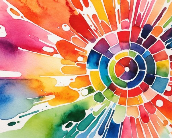 Vibrant Watercolor Composition with Dynamic Colors