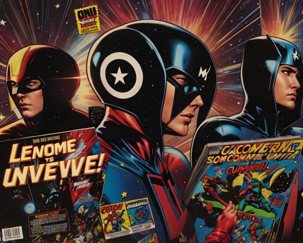 Dynamic Comic Book Cover with Superheroes and Colors