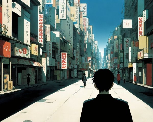 Urban Street Scene with Tall Buildings and Advertisements
