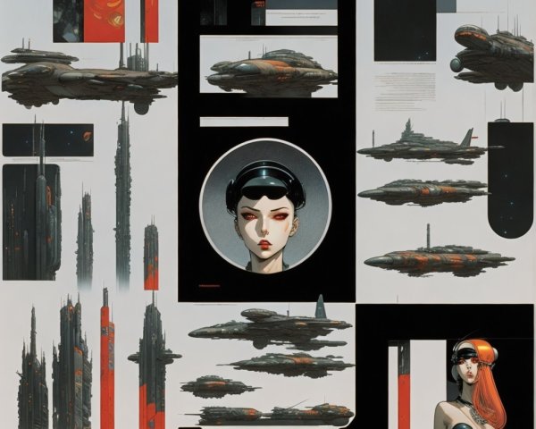 Futuristic Design with Sleek Spacecraft and Structures