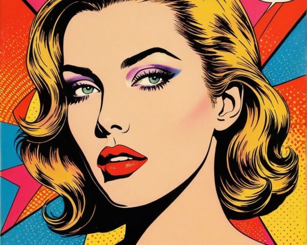 Stylized Woman with Bold Makeup in Retro Pop Art